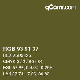 Color code: RGB 93 91 37 | qconv.com