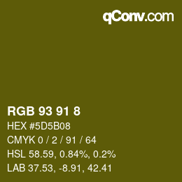 Color code: RGB 93 91 8 | qconv.com