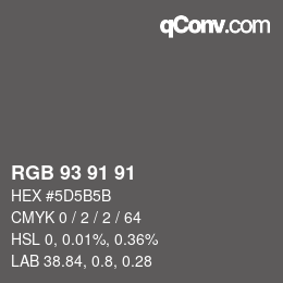 Color code: RGB 93 91 91 | qconv.com