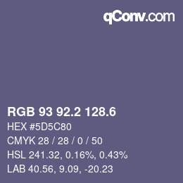 カラーコード: RGB 93 92.2 128.6 | qconv.com