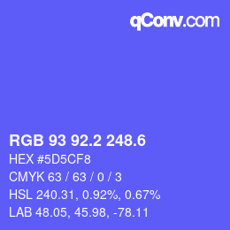 カラーコード: RGB 93 92.2 248.6 | qconv.com