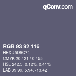 Color code: RGB 93 92 116 | qconv.com