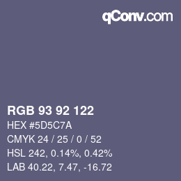 カラーコード: RGB 93 92 122 | qconv.com