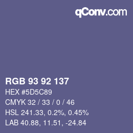 カラーコード: RGB 93 92 137 | qconv.com