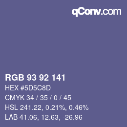 カラーコード: RGB 93 92 141 | qconv.com