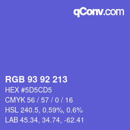 Color code: RGB 93 92 213 | qconv.com