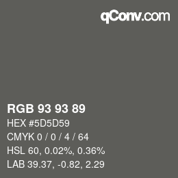 Código de color: RGB 93 93 89 | qconv.com