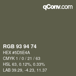 Color code: RGB 93 94 74 | qconv.com