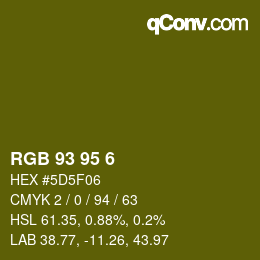 Farbcode: RGB 93 95 6 | qconv.com