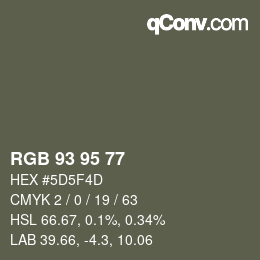 カラーコード: RGB 93 95 77 | qconv.com