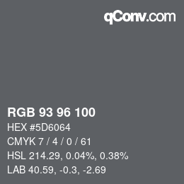 颜色代码: RGB 93 96 100 | qconv.com