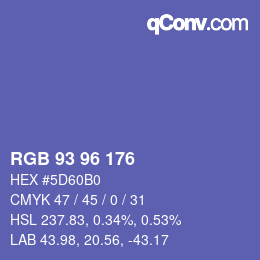 カラーコード: RGB 93 96 176 | qconv.com