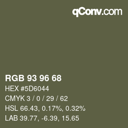 颜色代码: RGB 93 96 68 | qconv.com