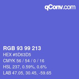 カラーコード: RGB 93 99 213 | qconv.com