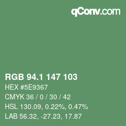 カラーコード: RGB 94.1 147 103 | qconv.com