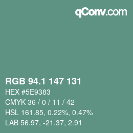 Color code: RGB 94.1 147 131 | qconv.com