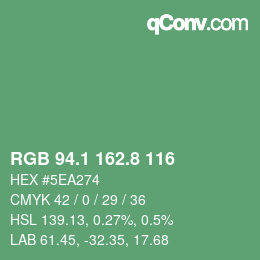 カラーコード: RGB 94.1 162.8 116 | qconv.com