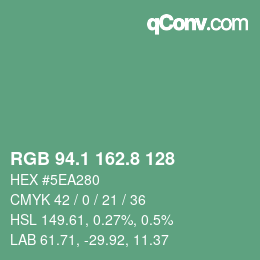 カラーコード: RGB 94.1 162.8 128 | qconv.com