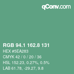 カラーコード: RGB 94.1 162.8 131 | qconv.com