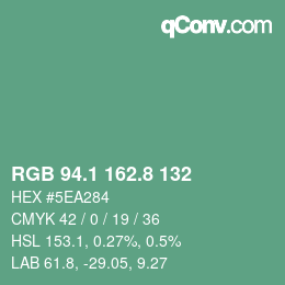 カラーコード: RGB 94.1 162.8 132 | qconv.com
