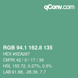 Farbcode: RGB 94.1 162.8 135 | qconv.com