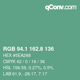 カラーコード: RGB 94.1 162.8 136 | qconv.com