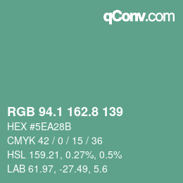 Color code: RGB 94.1 162.8 139 | qconv.com