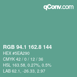 Código de color: RGB 94.1 162.8 144 | qconv.com