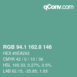 カラーコード: RGB 94.1 162.8 146 | qconv.com
