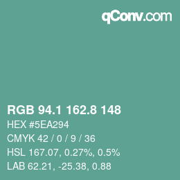 カラーコード: RGB 94.1 162.8 148 | qconv.com