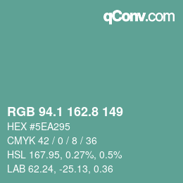 Color code: RGB 94.1 162.8 149 | qconv.com