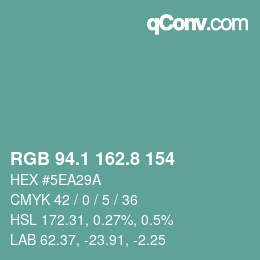 Farbcode: RGB 94.1 162.8 154 | qconv.com