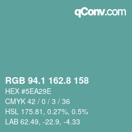 Color code: RGB 94.1 162.8 158 | qconv.com