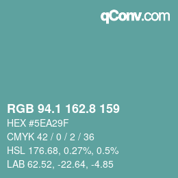Color code: RGB 94.1 162.8 159 | qconv.com