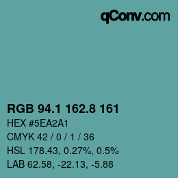 カラーコード: RGB 94.1 162.8 161 | qconv.com