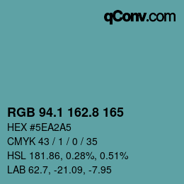 Farbcode: RGB 94.1 162.8 165 | qconv.com