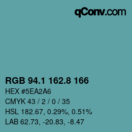 カラーコード: RGB 94.1 162.8 166 | qconv.com
