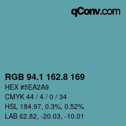 Color code: RGB 94.1 162.8 169 | qconv.com