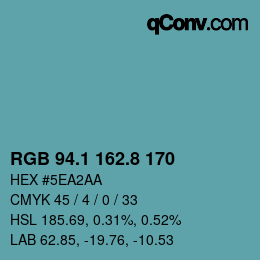 カラーコード: RGB 94.1 162.8 170 | qconv.com