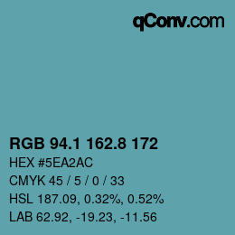 Color code: RGB 94.1 162.8 172 | qconv.com
