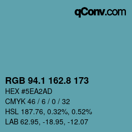 Código de color: RGB 94.1 162.8 173 | qconv.com