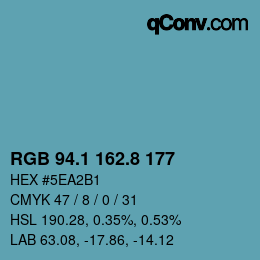 Color code: RGB 94.1 162.8 177 | qconv.com