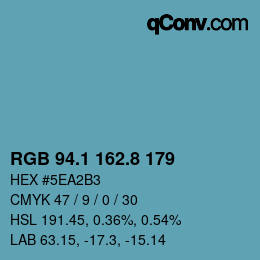 Color code: RGB 94.1 162.8 179 | qconv.com