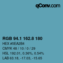 カラーコード: RGB 94.1 162.8 180 | qconv.com