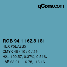 カラーコード: RGB 94.1 162.8 181 | qconv.com