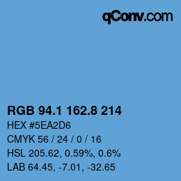 カラーコード: RGB 94.1 162.8 214 | qconv.com