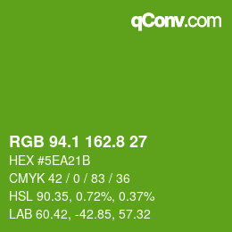 カラーコード: RGB 94.1 162.8 27 | qconv.com