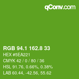 カラーコード: RGB 94.1 162.8 33 | qconv.com
