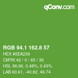 カラーコード: RGB 94.1 162.8 57 | qconv.com
