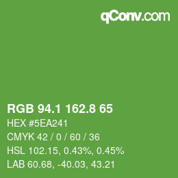 カラーコード: RGB 94.1 162.8 65 | qconv.com